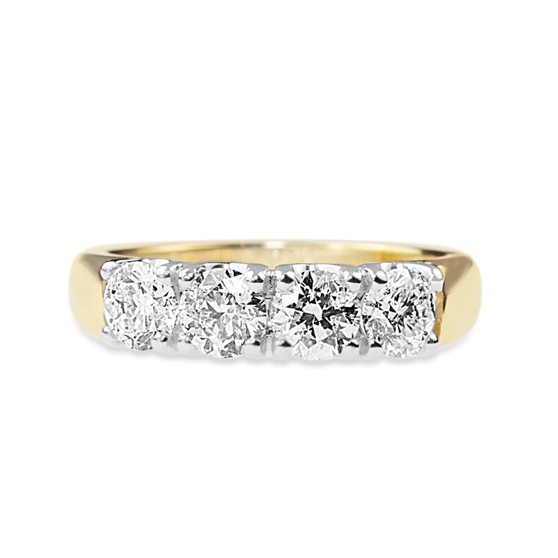 18ct Yellow and White Gold 4 Stone Diamond Ring