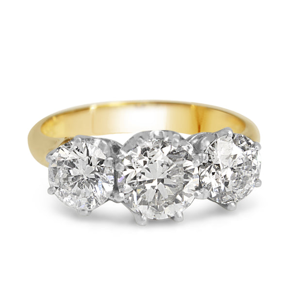 18ct Yellow and White Gold 3 Stone Diamond Ring