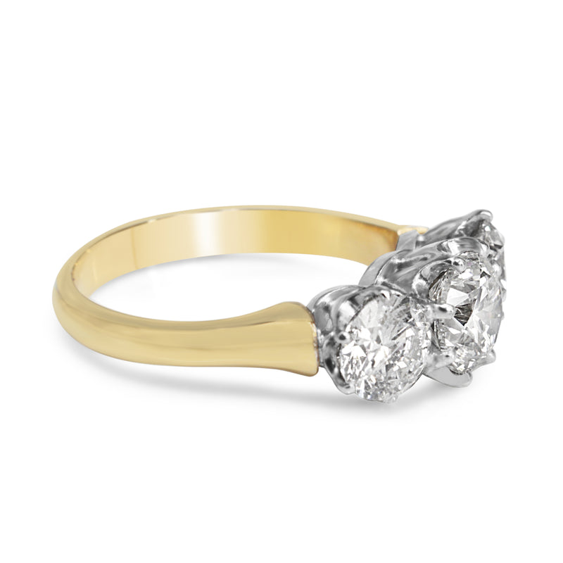 18ct Yellow and White Gold 3 Stone Diamond Ring