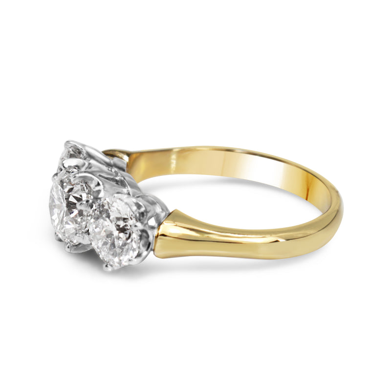 18ct Yellow and White Gold 3 Stone Diamond Ring