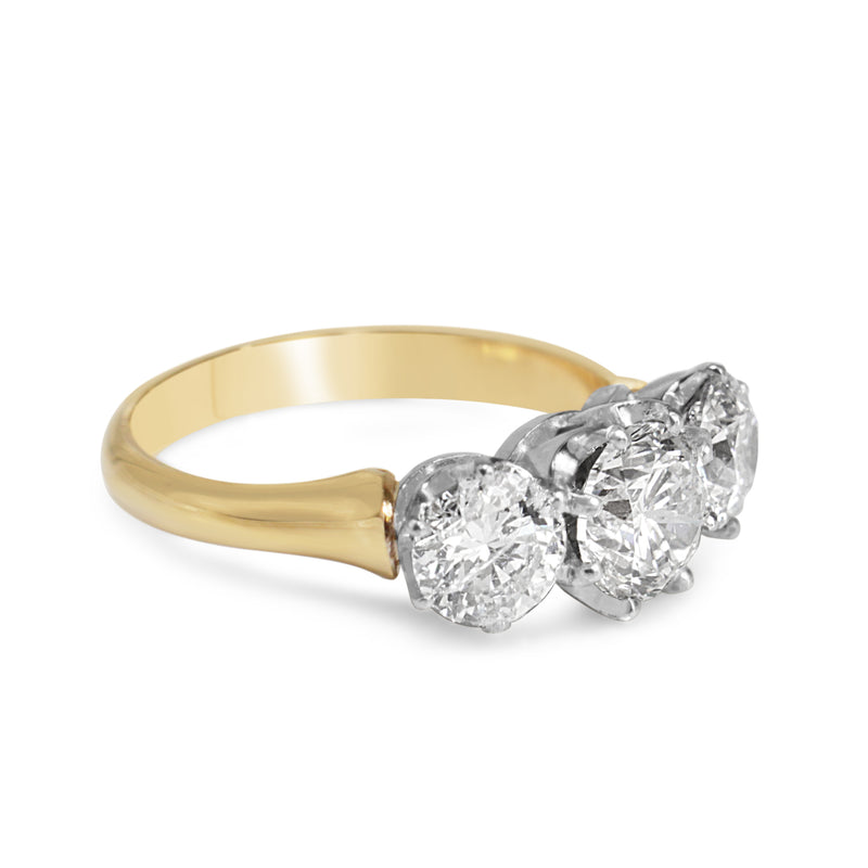 18ct Yellow and White Gold 3 Stone Diamond Ring