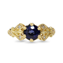 18ct Yellow Gold Vintage Style Sapphire and Diamond Ring