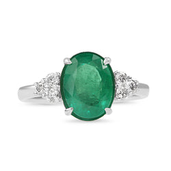 18ct White Gold Emerald and Diamond Ring