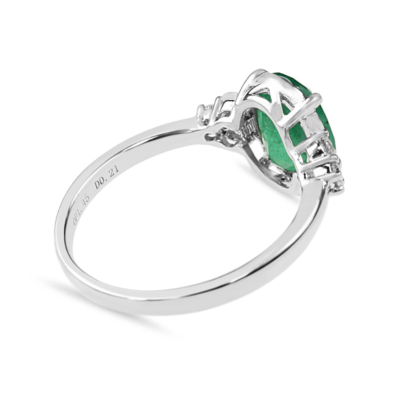 18ct White Gold Emerald and Diamond Ring