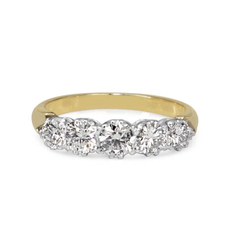 18ct Yellow and White Gold Victorian Style 5 Stone Diamond Ring