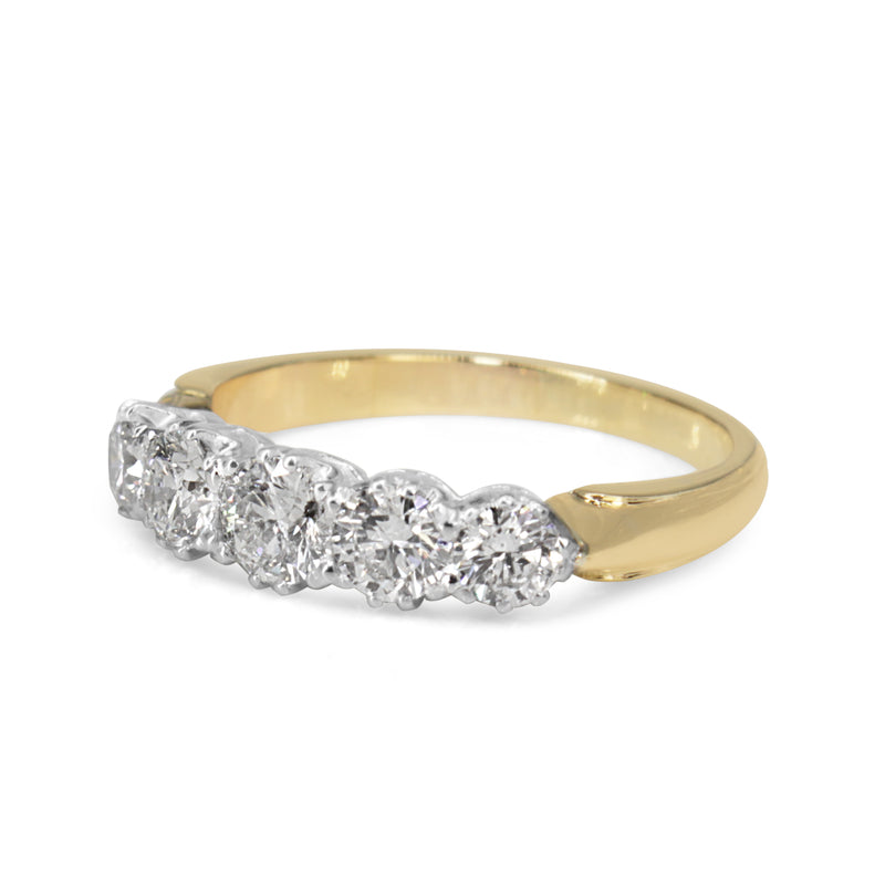 18ct Yellow and White Gold Victorian Style 5 Stone Diamond Ring