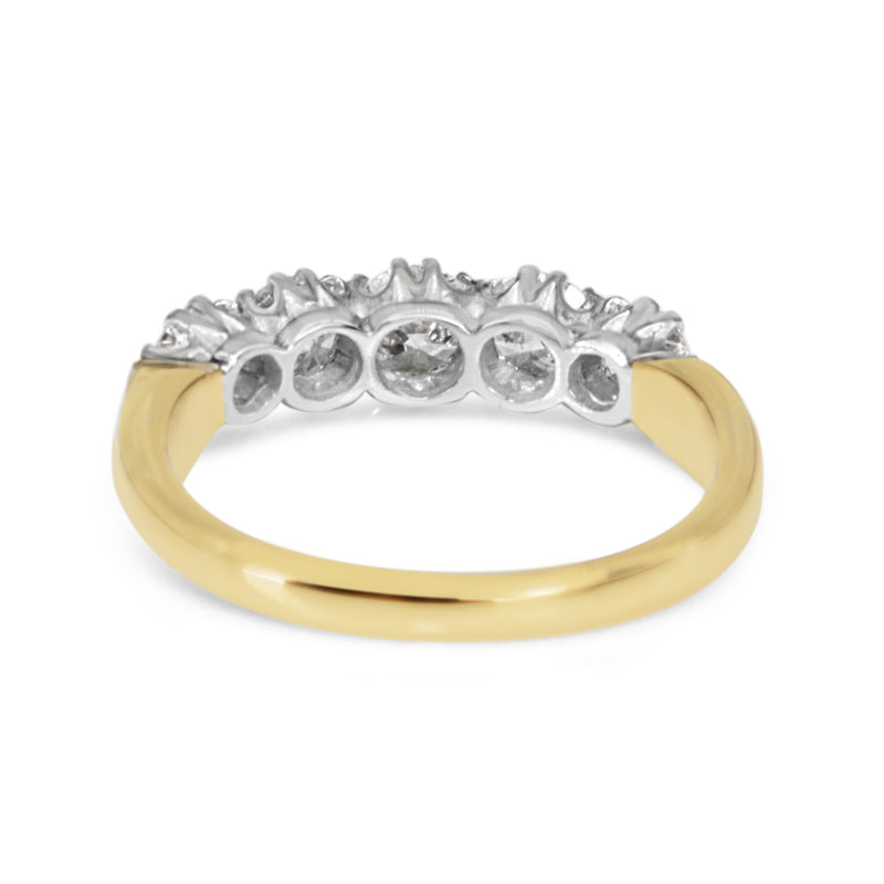 18ct Yellow and White Gold Victorian Style 5 Stone Diamond Ring