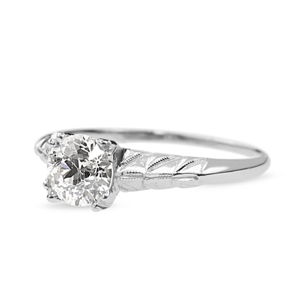 Platinum Deco Old Cut Diamond Solitaire Ring