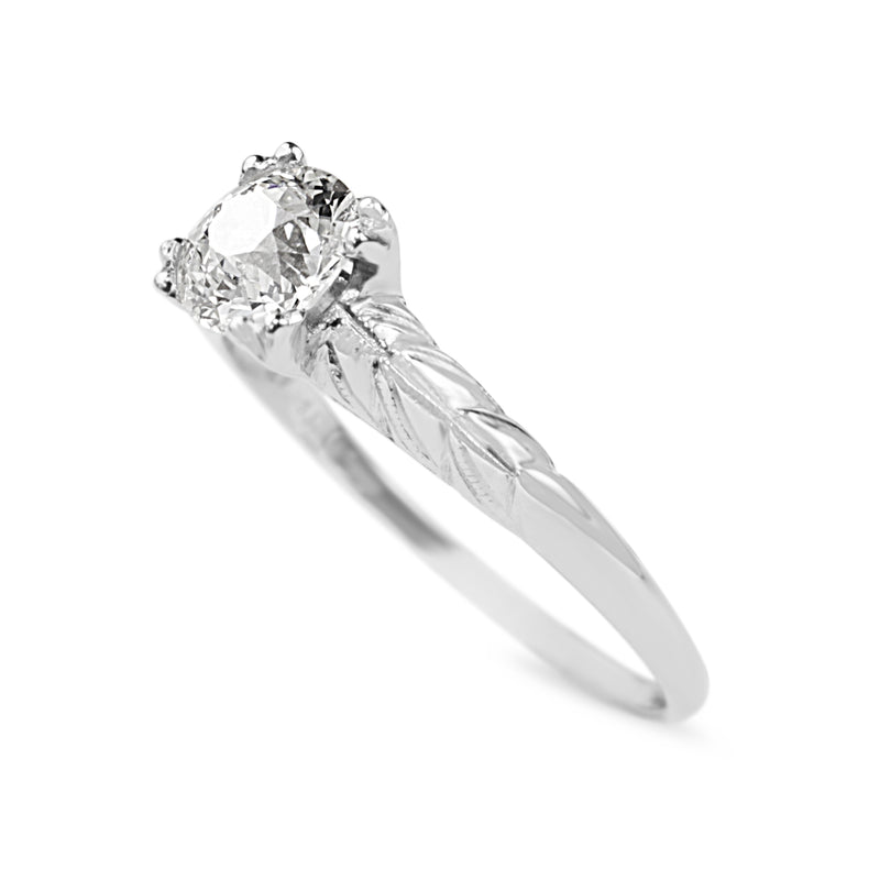 Platinum Deco Old Cut Diamond Solitaire Ring