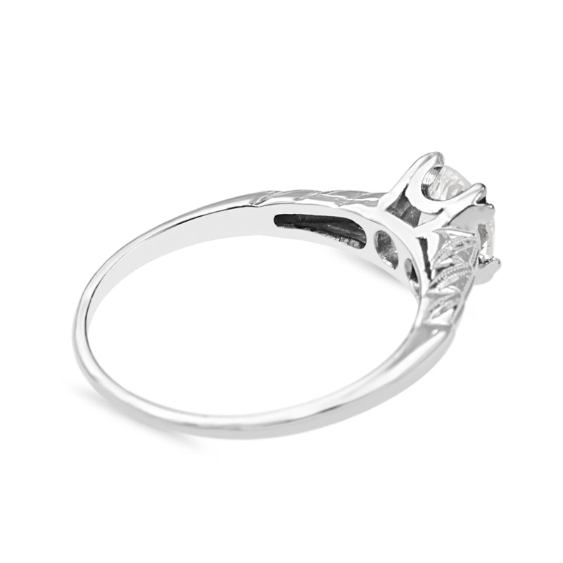 Platinum Deco Old Cut Diamond Solitaire Ring