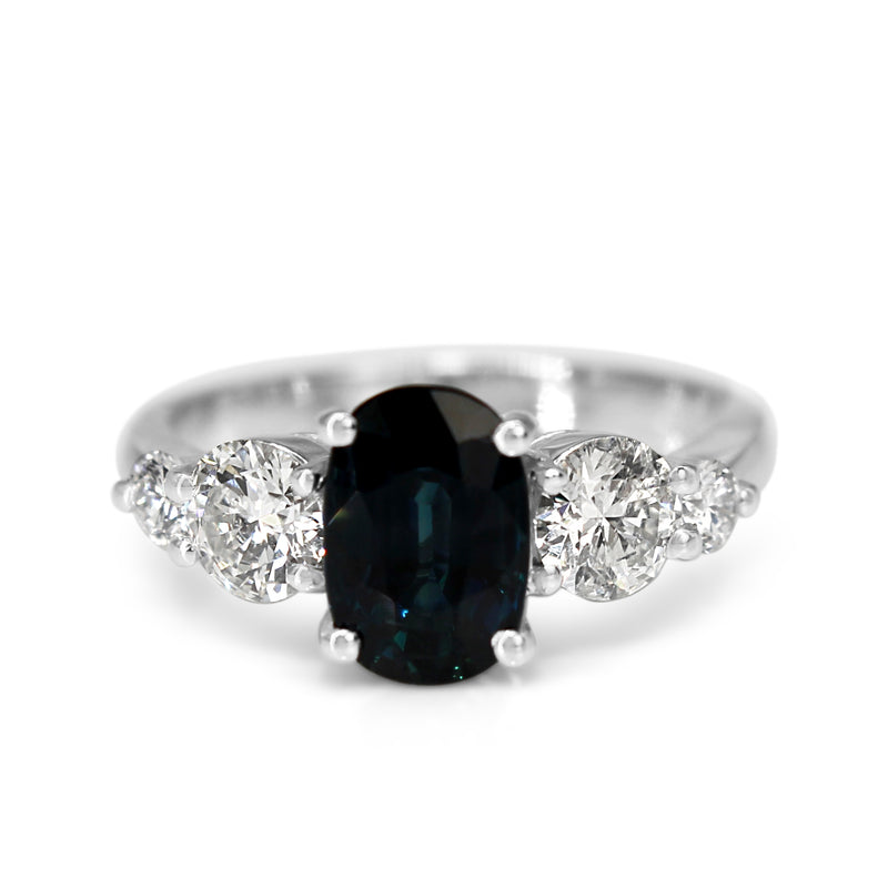 18ct White Gold Sapphire and Diamond 5 Stone Ring
