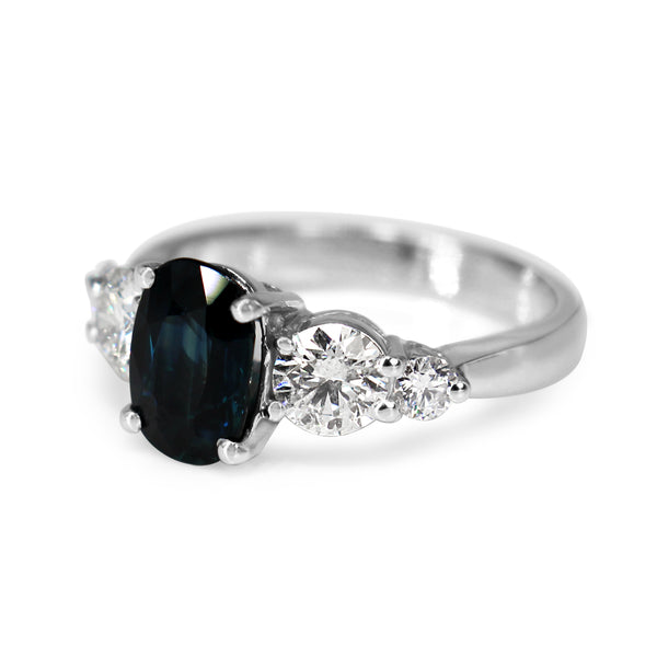 18ct White Gold Sapphire and Diamond 5 Stone Ring