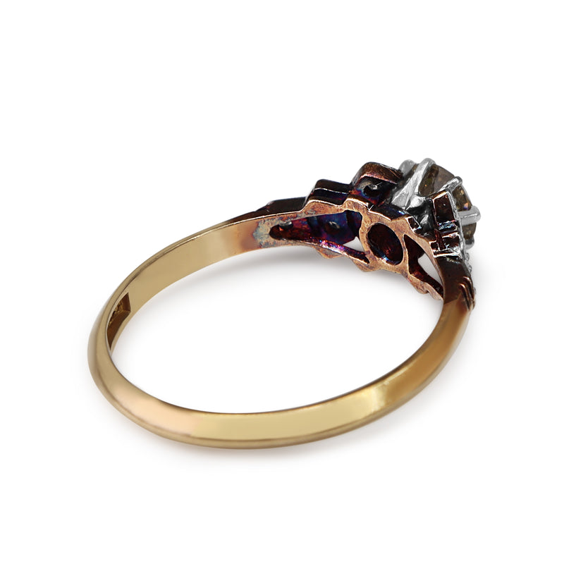 18ct Yellow Gold and Platinum Vintage Diamond Solitaire Ring