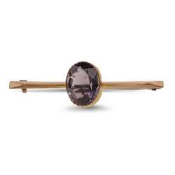 9ct Rose Gold and Silver Amethyst Bar Brooch