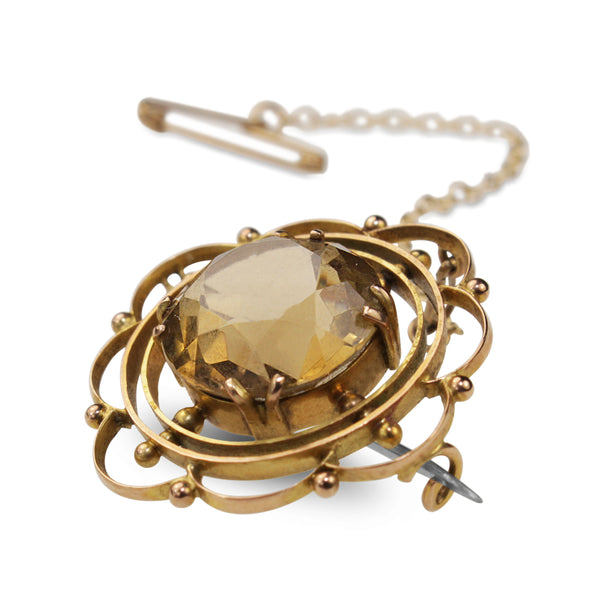 9ct Yellow Gold 1930's Citrine Brooch