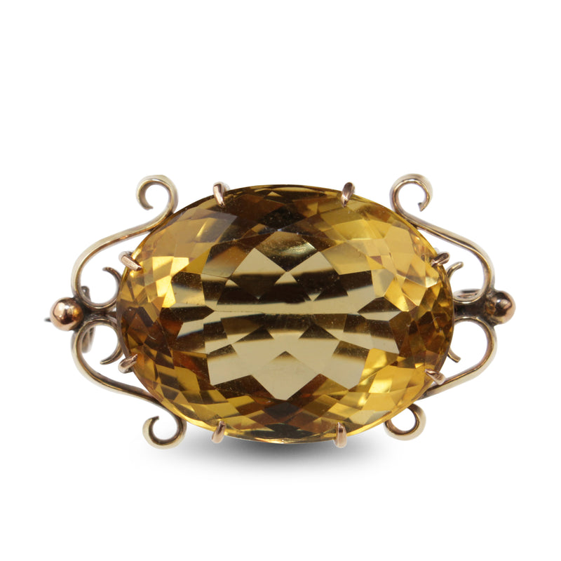 15ct Yellow Gold Antique Citrine Brooch