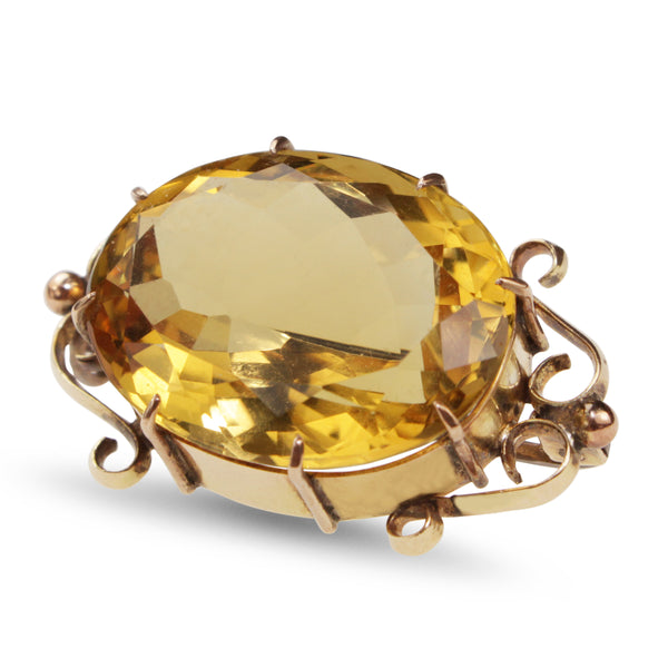 15ct Yellow Gold Antique Citrine Brooch
