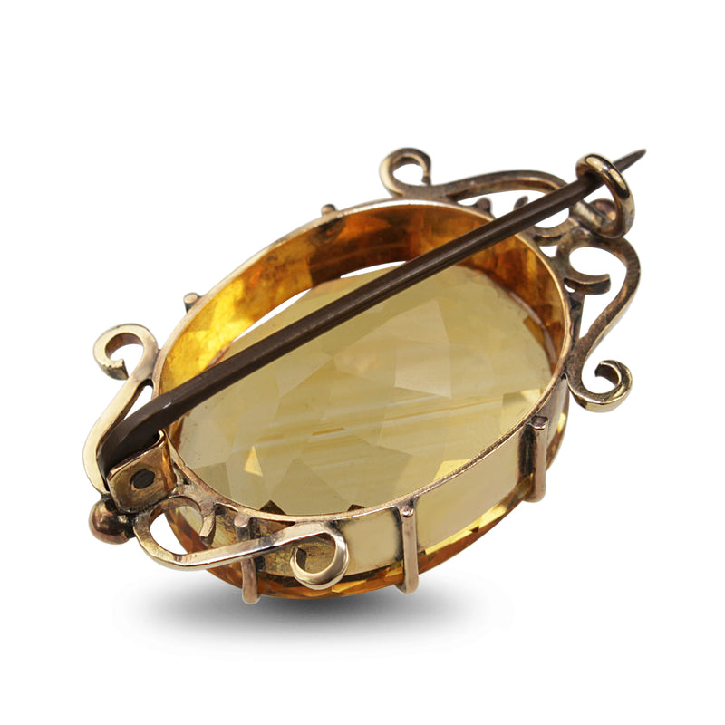 15ct Yellow Gold Antique Citrine Brooch