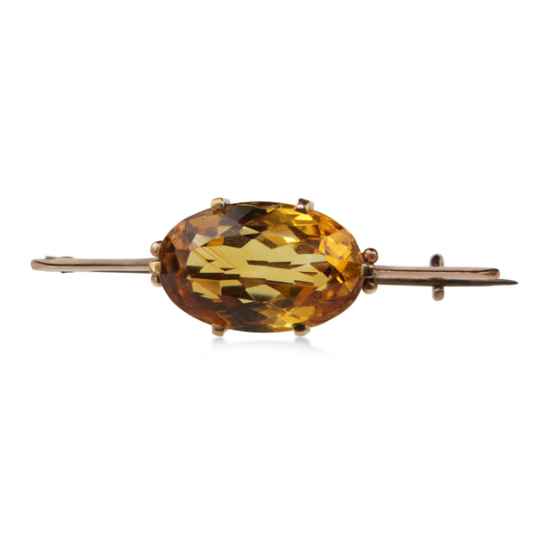 9ct Yellow Gold Citrine Brooch