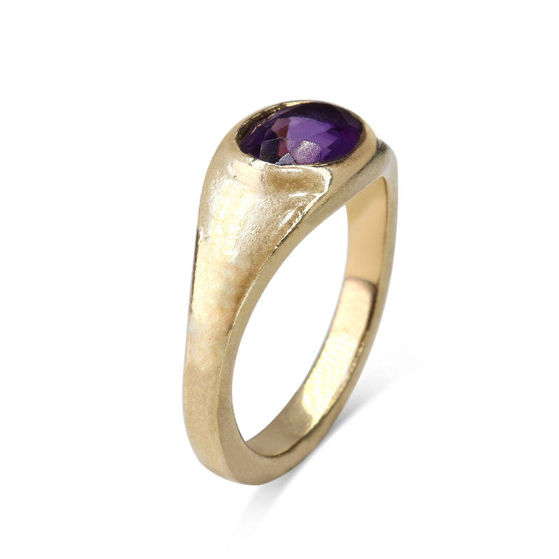 14ct Yellow Gold Vintage Amethyst Signet Ring