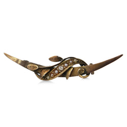 9ct Yellow Gold Curved Leaf Brooch
