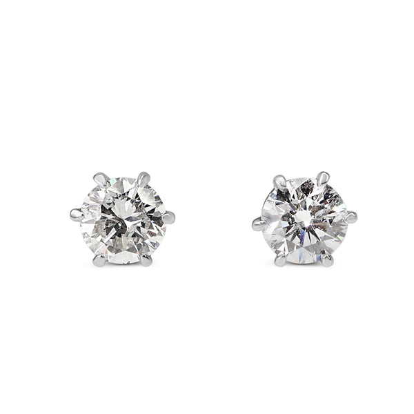Platinum 6 Claw 1.64ct Diamond Stud Earrings