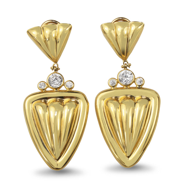 18ct Yellow Gold Fancy Drop Earrings with Cubic Zirconia