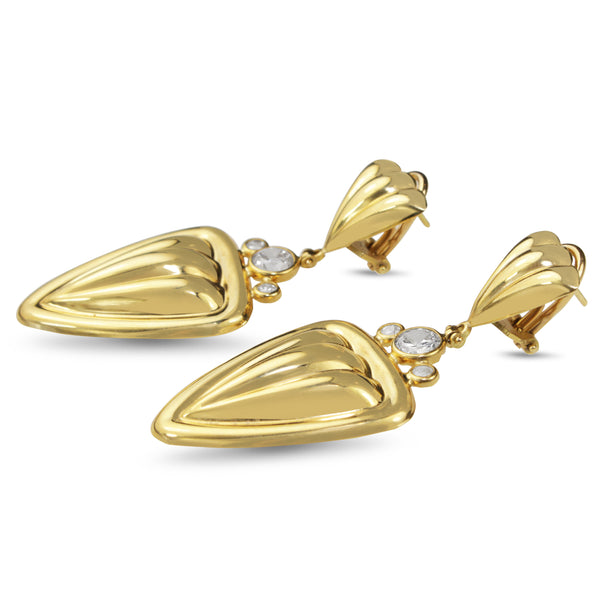 18ct Yellow Gold Fancy Drop Earrings with Cubic Zirconia