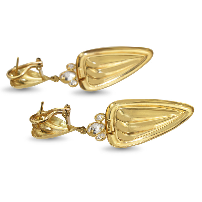 18ct Yellow Gold Fancy Drop Earrings with Cubic Zirconia