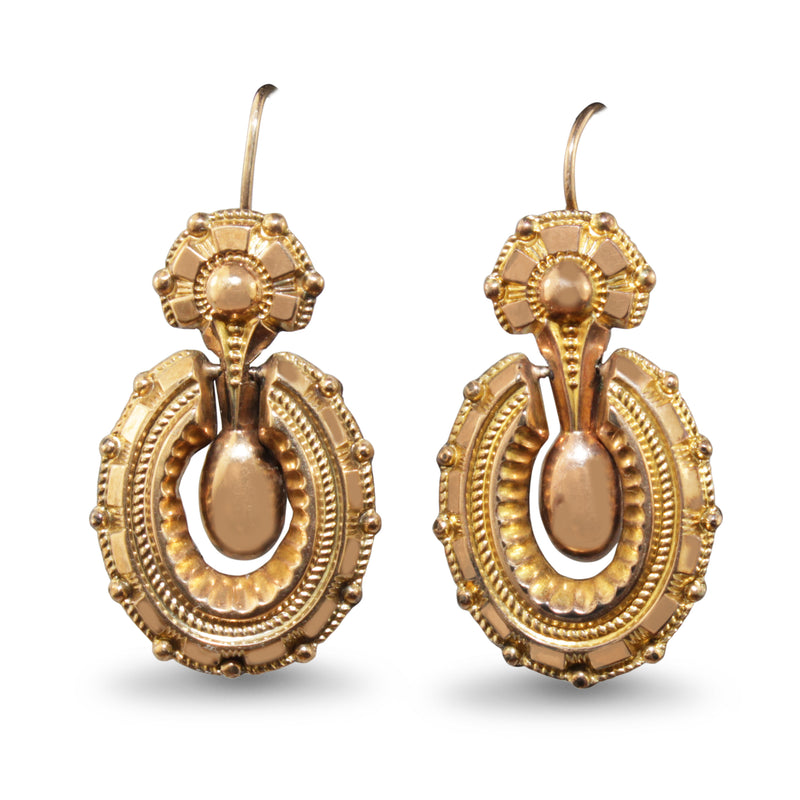 9ct Yellow Gold Antique Fancy Drop Earrings