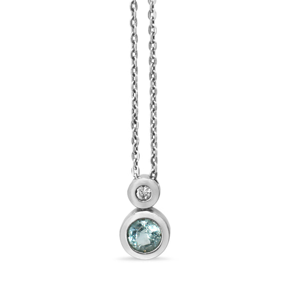 9ct White Gold Aquamarine and Diamond Necklace