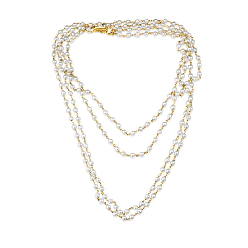 18ct Yellow Gold Long Pearl Necklace