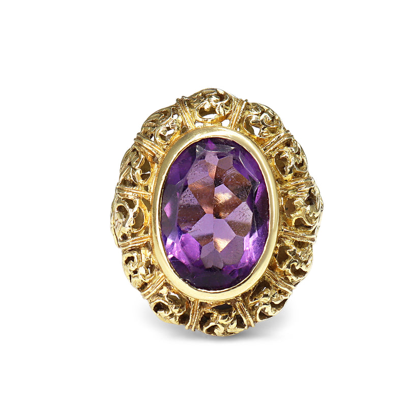 18ct Yellow Gold Amethyst Vintage Ring