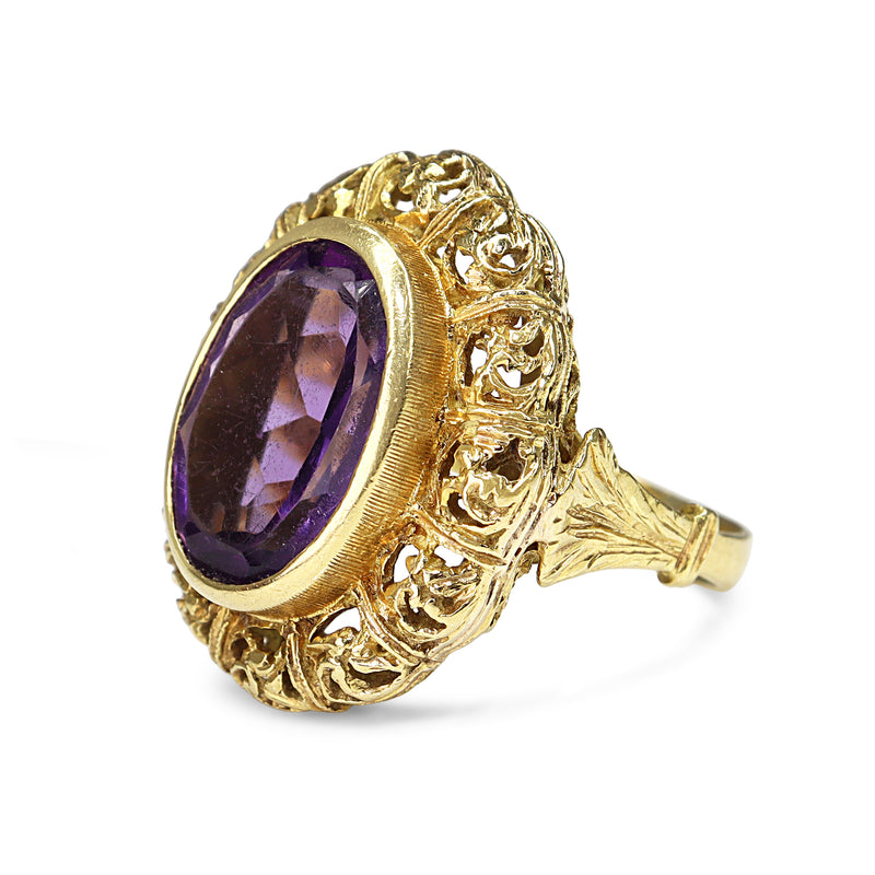 18ct Yellow Gold Amethyst Vintage Ring