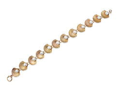 14ct Yellow Gold Cultured Pearl Shell Bracelet