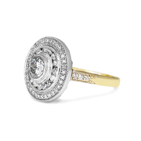 18ct Yellow and White Gold Diamond Double Halo Ring