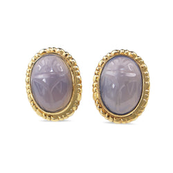 14ct Yellow Gold Scarab Quartz Stud Earrings