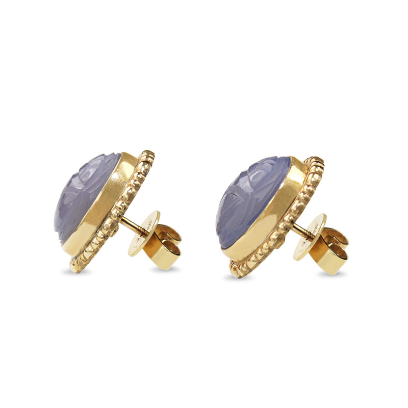 14ct Yellow Gold Scarab Quartz Stud Earrings