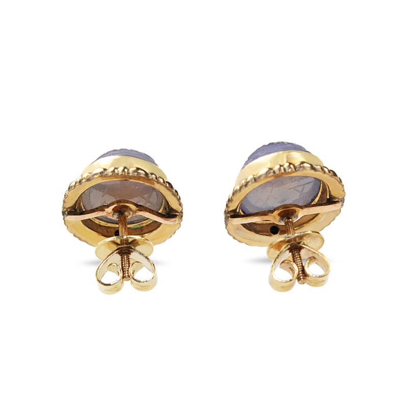 14ct Yellow Gold Scarab Quartz Stud Earrings