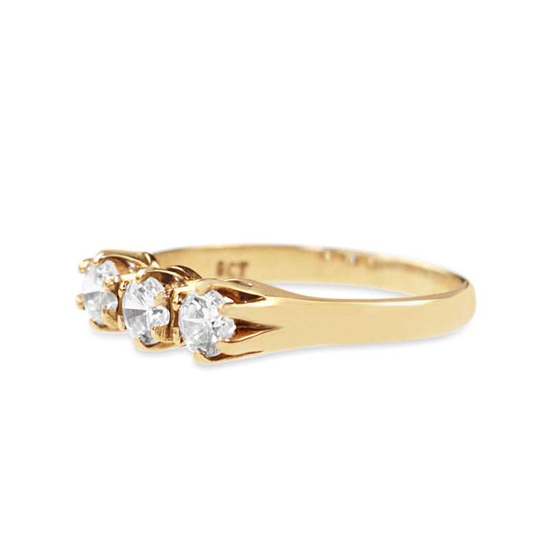 9ct Yellow Gold Cubic Zirconia 3 Stone Ring