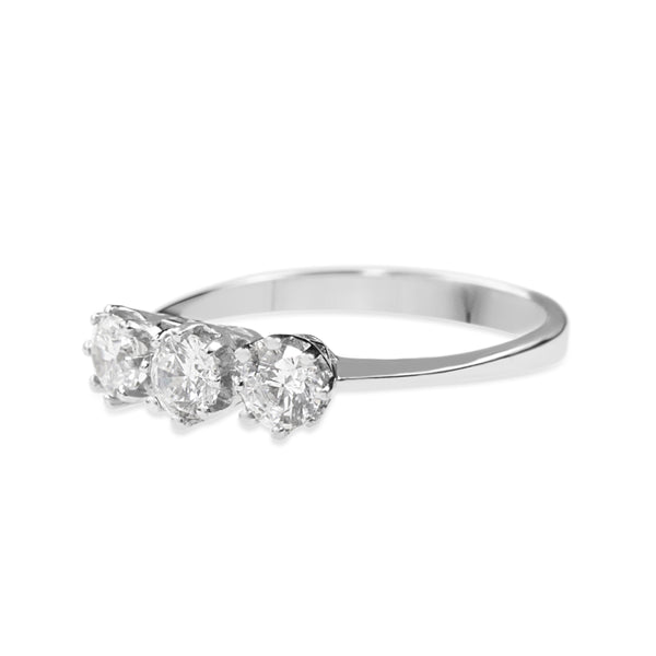 9ct White Gold Cubic Zirconia 3 Stone Ring