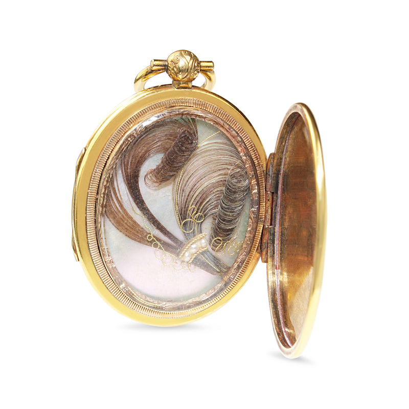 9ct Front and Back Yellow Gold Antique Engraved Double Sided Locket - Dated 1854