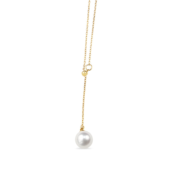 18ct Yellow Gold Fresh Water Pearl Lariat Style Necklace