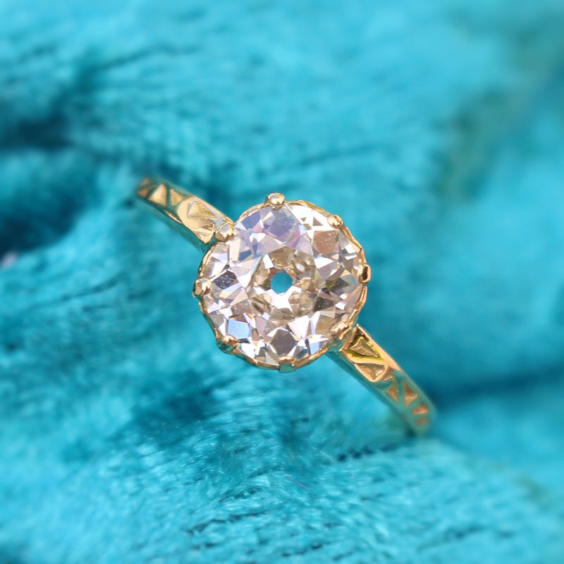 18ct Yellow Gold Old Cut Diamond Solitaire Ring