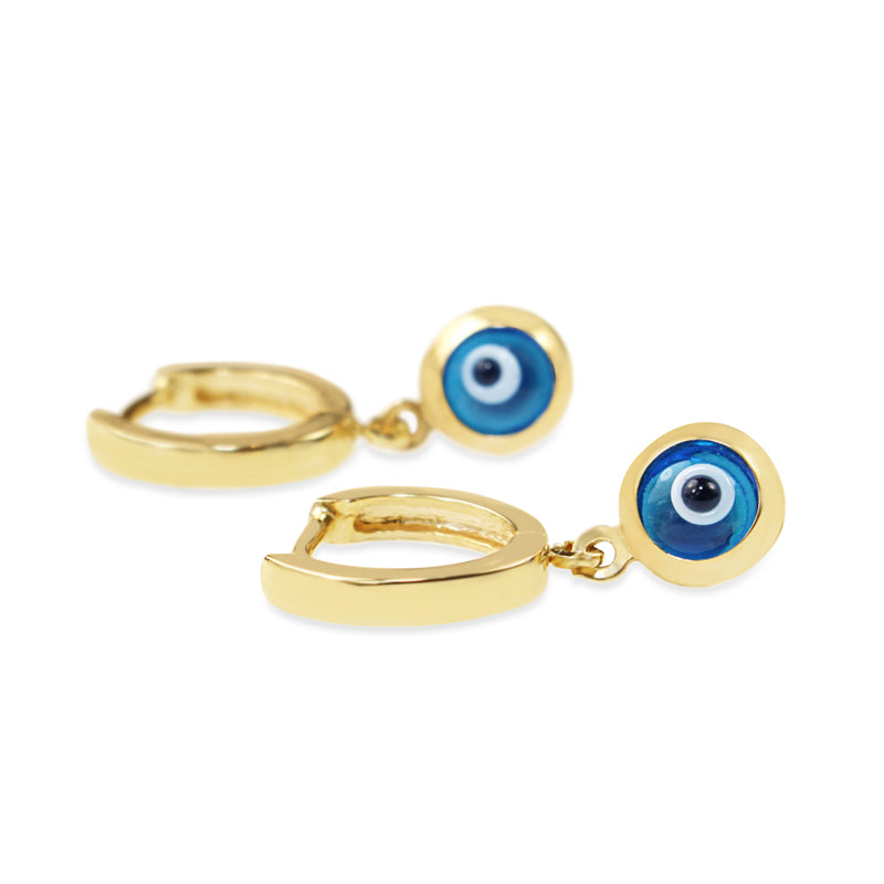 9ct Yellow Gold Evil Eye Hoop Earrings