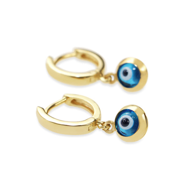 9ct Yellow Gold Evil Eye Hoop Earrings