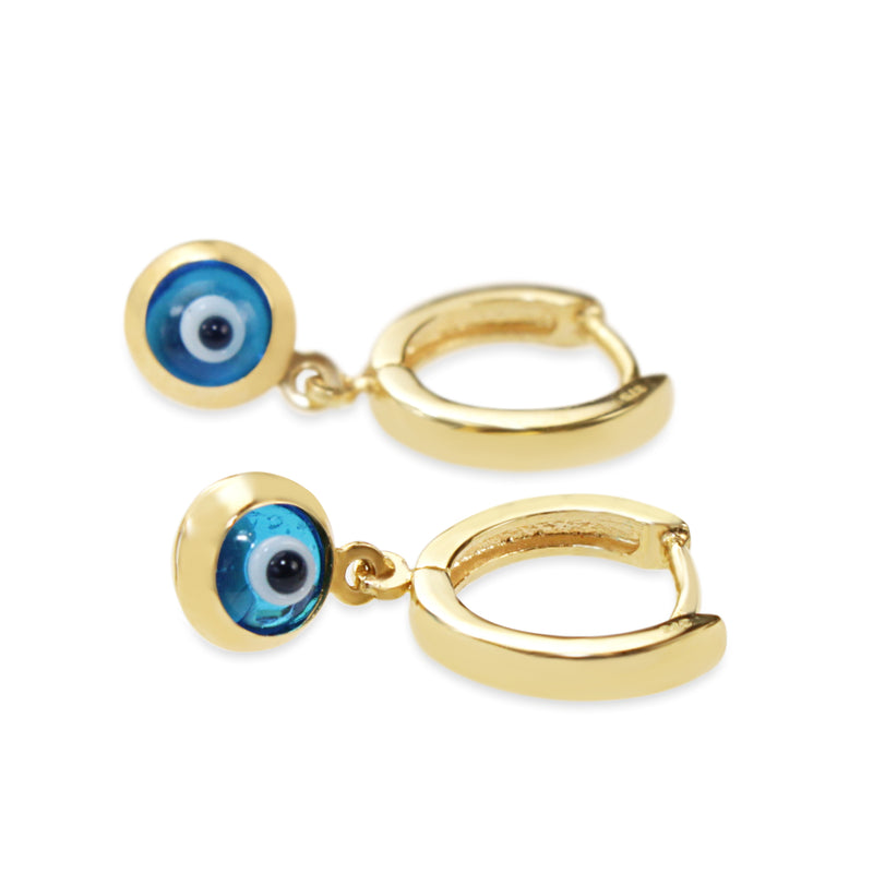 9ct Yellow Gold Evil Eye Hoop Earrings