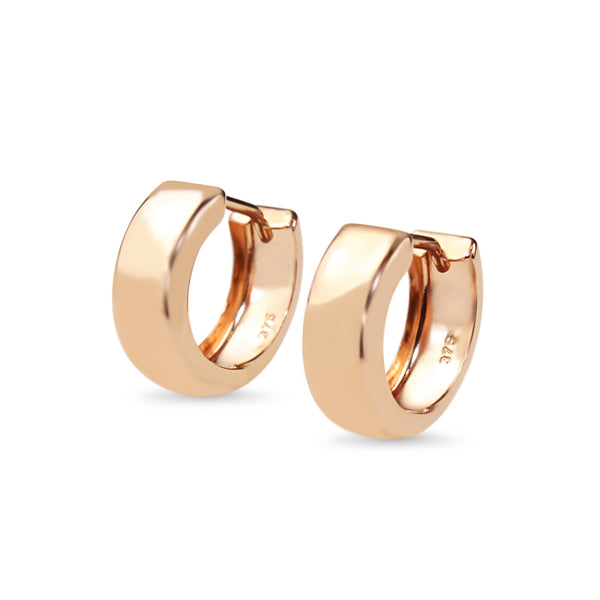 9ct Rose Gold Thick Huggie Hoop Earrings