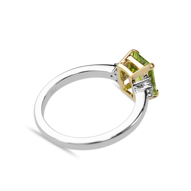 18ct Yellow and White Gold Peridot and Diamond Ring