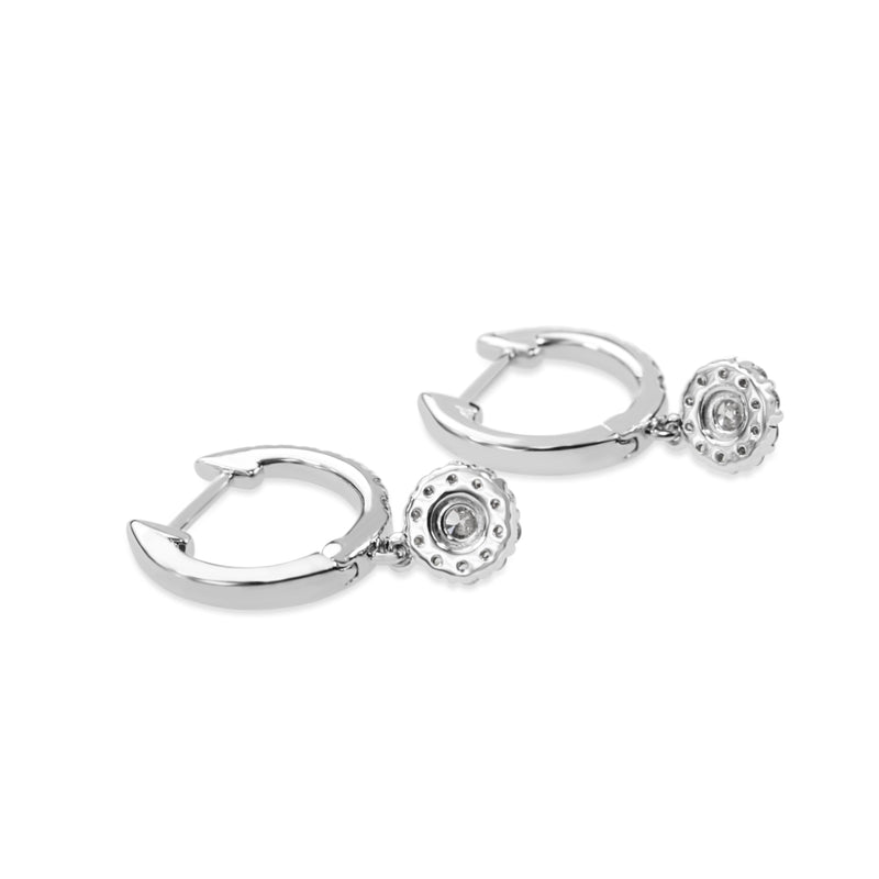 9ct White Gold Cluster DIamond Drop Earrings
